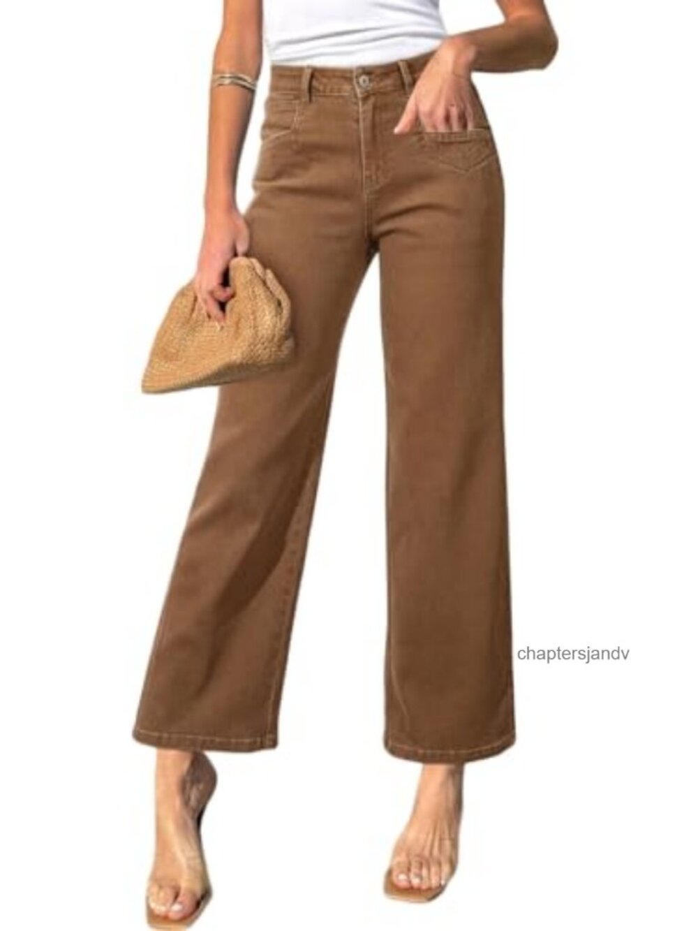 Sidefeel High Waisted Straight Leg Ankle Jeans with Pockets